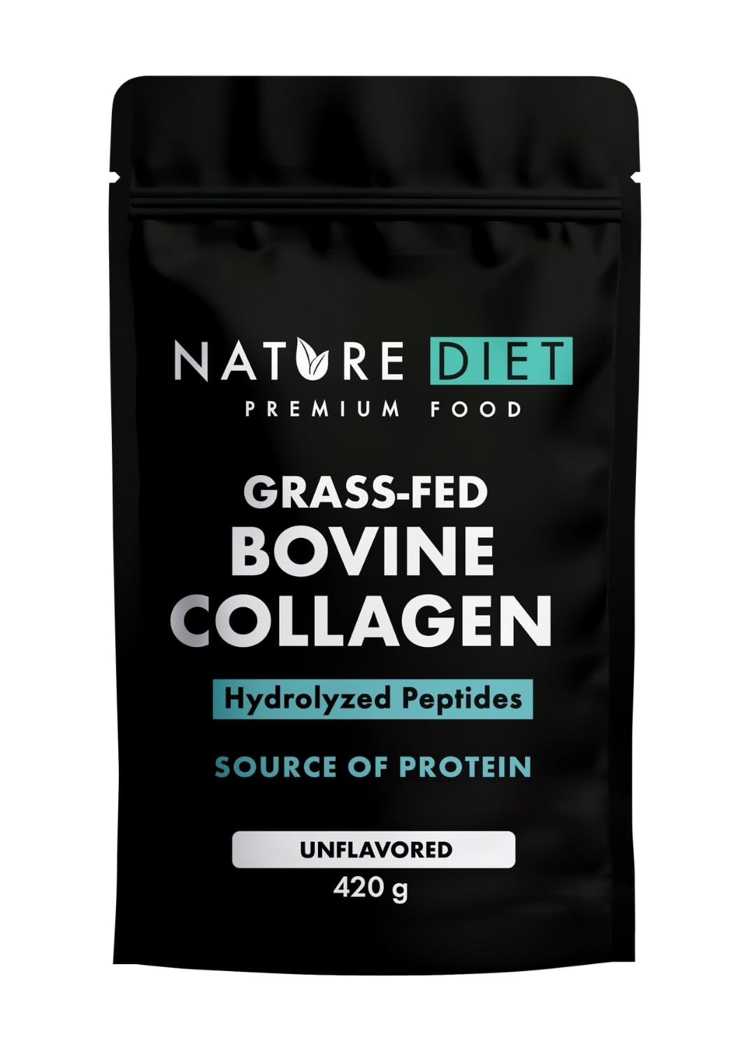 Nature Diet Premium Colágeno Bovino 420g, Péptidos Hidrolizados Tipo 1 y 3, Vacas Alimentadas con Pasto, Favorece Piel, Cabello, Uñas, Articulaciones y Huesos, Apto Dieta Cetogénica