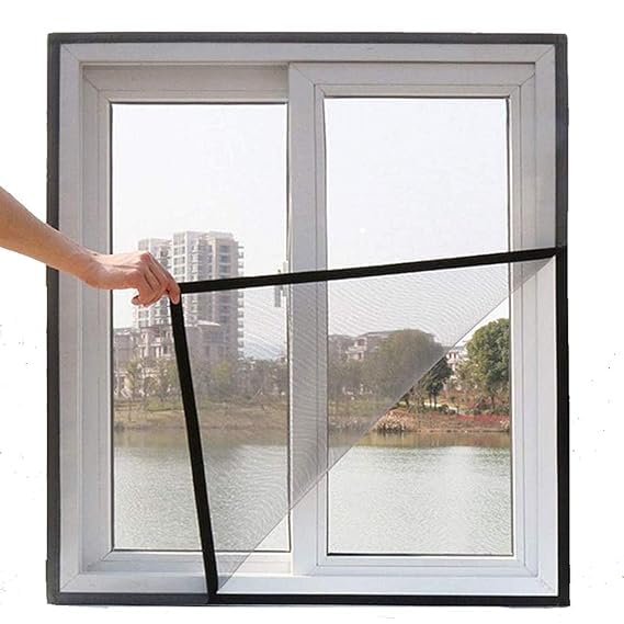 Image of Window Insect Net | Stick-On Fastener Tape Mosquito Mesh, Reusable & Custom Fit [ White ] Size: (2X2 Ft)