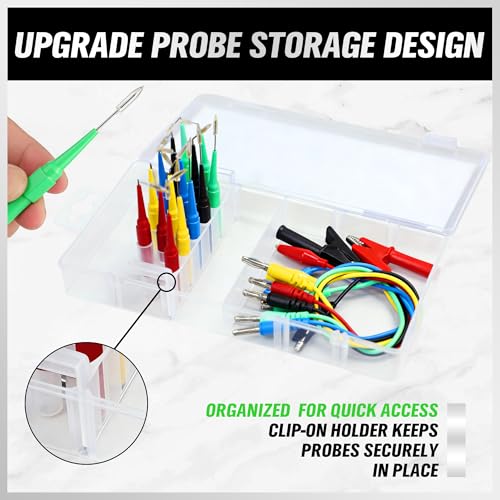 Image of HORUSDY 22PCS Back Probe Pin Kit, Electrical Testing Probes with 5 Colors Silicone Wires for Multimeter, Circuit Diagnosis & Automotive Testing