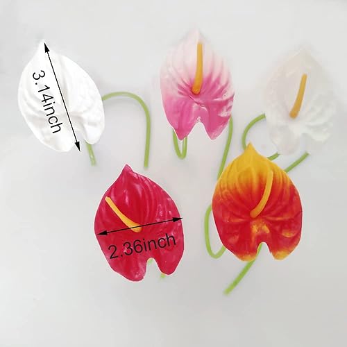 Miniatura 3 de 20 flores artificiales de anturio de tacto real, flores falsas para decoración del hogar, arreglos florales (rojo, rojo atardecer)