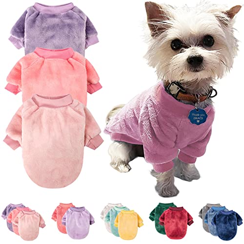 Image of FabriCastle Dog Sweaters, 3-Pack Dog Clothes for Small Dogs Girl & Cats, Soft and Warm Pet Coats XXS - XXL, Winter Pet Jackets, Doggy Apparel Costumes, Puppy Outfits (Pink,Purple,Light Pink, X-Small)