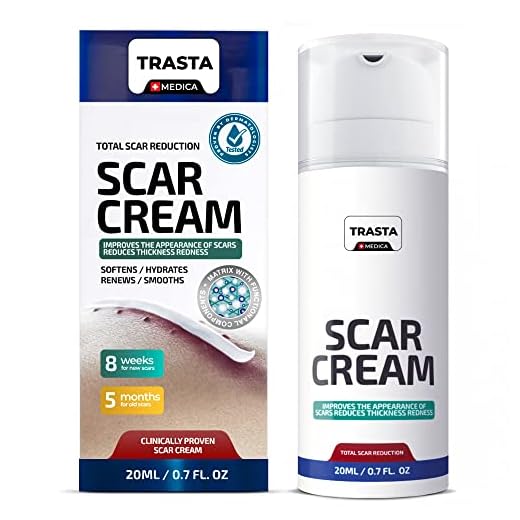 TRASTA MEDICA Scar Removal Cream – Scar Cream for Surgical Scars, Stretch Marks, New & Old Scars, Acne Scars, C-Section, Burns – All Natural Anti Scar Removal Cream with Vitamin E, Retinol, Allantoin