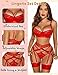 Avidlove Red Lingerie Sexy Set Strappy Lingerie Set with Garter Belt Women Push Up Lingerie Naughty (Red, XL)
