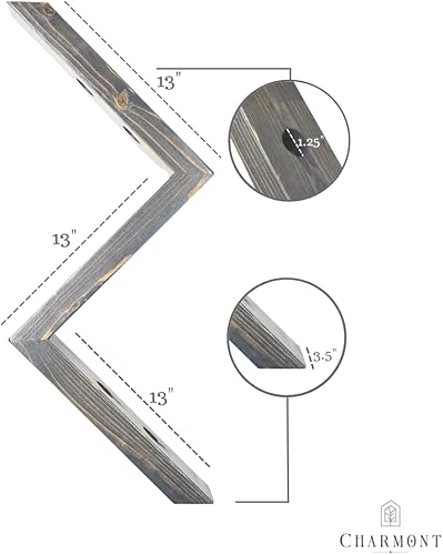 Miniatura 5 de Charmont Estante de madera para vino montado en la pared, soporte rústico de vino en zigzag - Soporte para botellas de vino para bar, almacenamiento