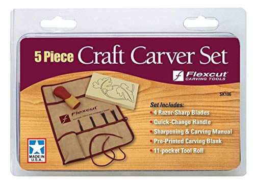 Flexcut Carving Tools, Craft Carver Set, 4 Carving Blades and ABS Handle Included