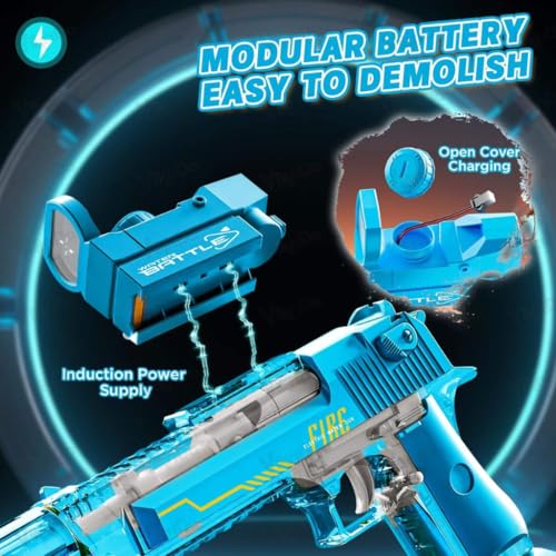 Image of VikriDA 2 in 1 (Automatic /Manual) Led Flashing Light Shooting Electric Water Gun, Powerful Water Guns Up to 32 FT Long Range, 500CC Capacity Water Blaster Gun for Holi - 1 Piece Multicolor