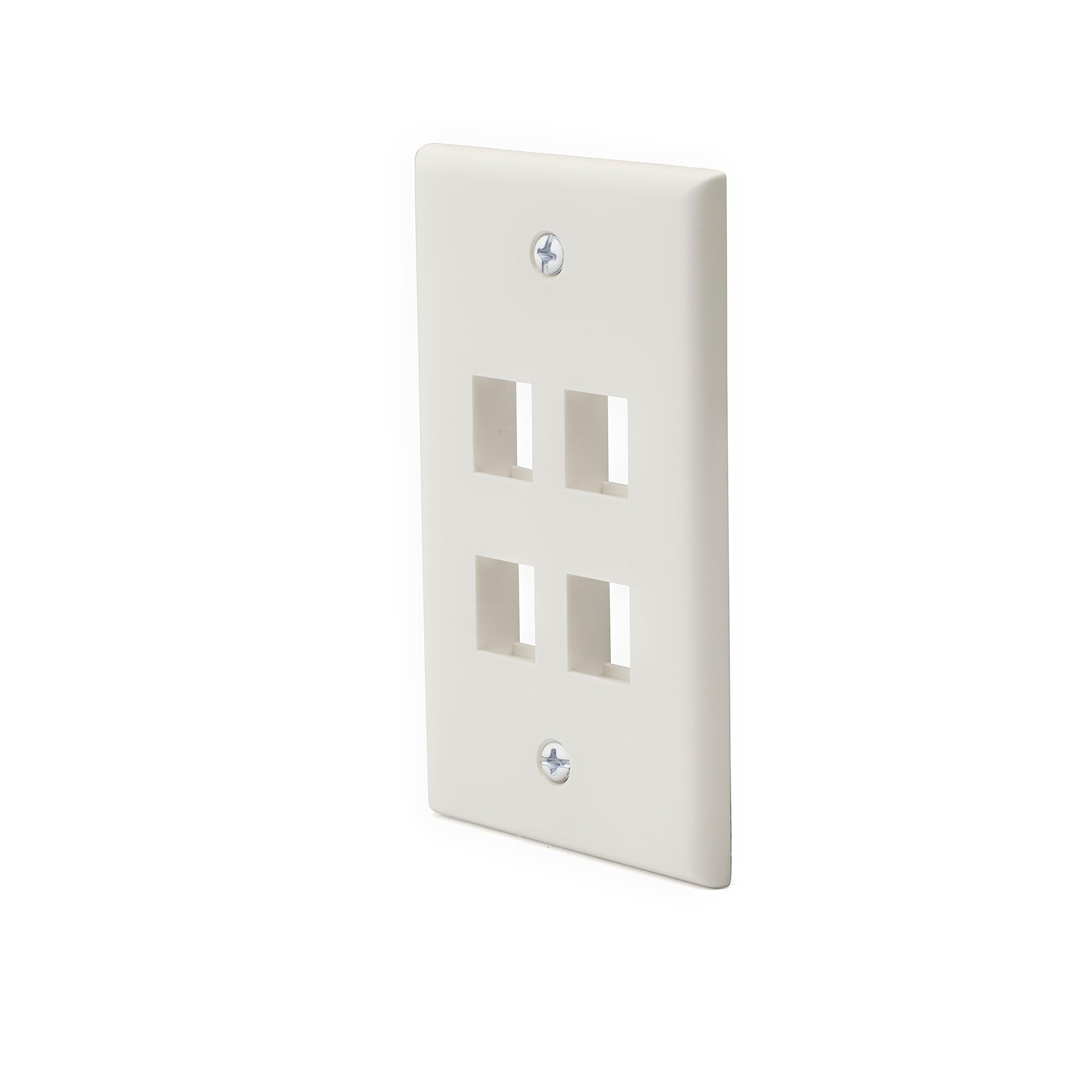trueCABLE 4 Port Single Gang Keystone Wall Plate, UL Listed, Low Profile Design, Universally Compatible with Modular Ethernet, A/V, Coaxial, and
