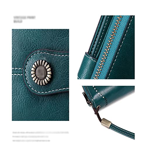 RFID Women Long Leather Wallet Large Capacity Purse Clutch Bag Coin Zipper Money Purse with Strap (Red,3.5cm*11cm*19cm)2