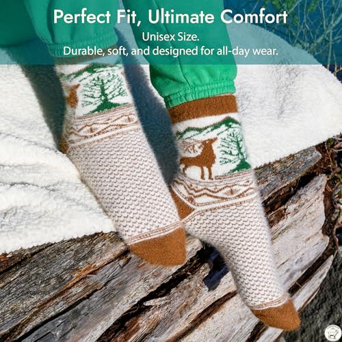 Image of Angora Wool Socks - Machine Washable Dry-Foot Fuzzy Warm Breathable Soft Unisex Indoor /Outdoor Socks for Women and Men