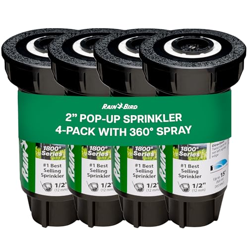 Rain Bird 1802HDSPRS Pressure Regulating (PRS) Professional Dual Spray Pop-Up Sprinkler, 180° Half Circle Pattern, 8' - 15' Spray Distance, 2' Pop-up Height