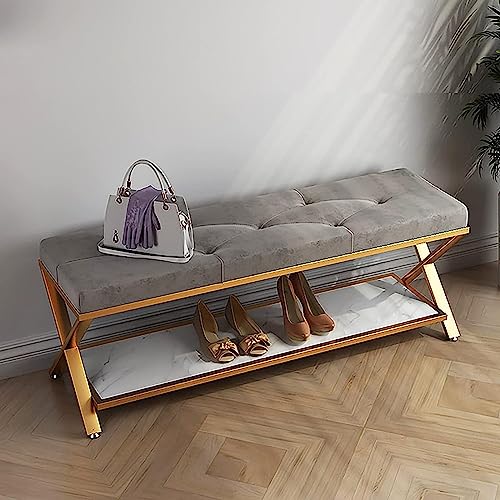 Banc d'entrée en velours haut de gamme chic pour salon moderne - 2