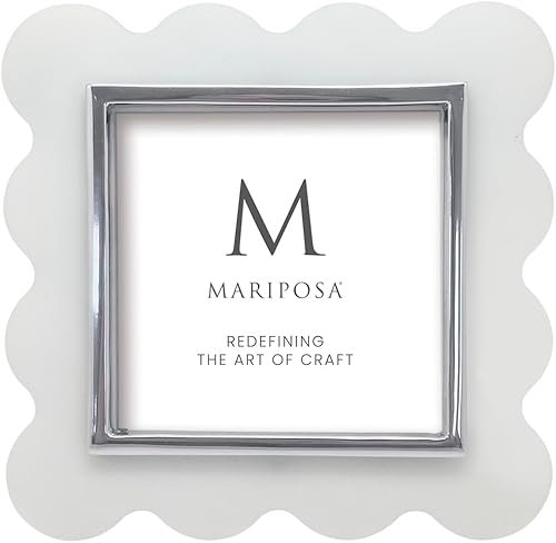 MARIPOSA MOD WHITE ACRYLIC SCALLOP 4x4 FRAME| WHITE | BRILLANTE | FRAMES | DECOR