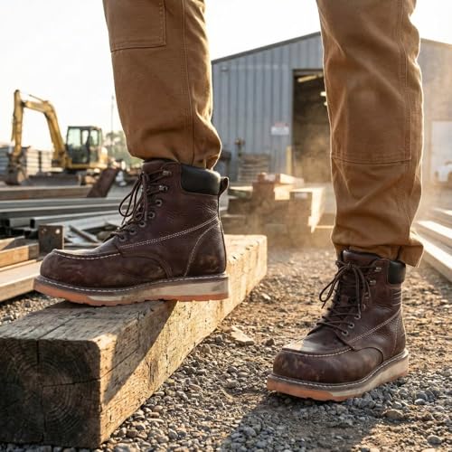 Image of Men's 6 Inch Moc Toe Work Boots | Goodyearwelt,EH Protection,Oil and slip-resistant Wedge Sole