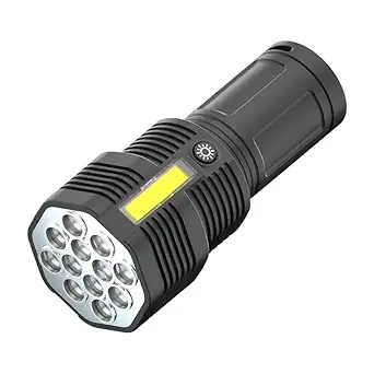 HARDIJ 12 Led Multi Function Torch Flashlight Long Distance Beam Range Flash 4 Modes Torch with Insulation Protection Camping Searchlight COB Light Camping Hiking Indoor Outdoor Pocket Sized