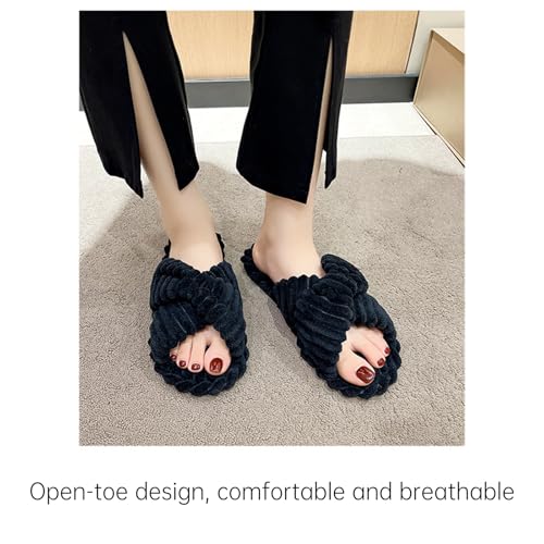 Fuzzy Cute Cross Flat Bottomed Fluffy Warm Slippers Comfy Autumn Winter Slippers, Cozy Plush Winter Indoor Outdoor2