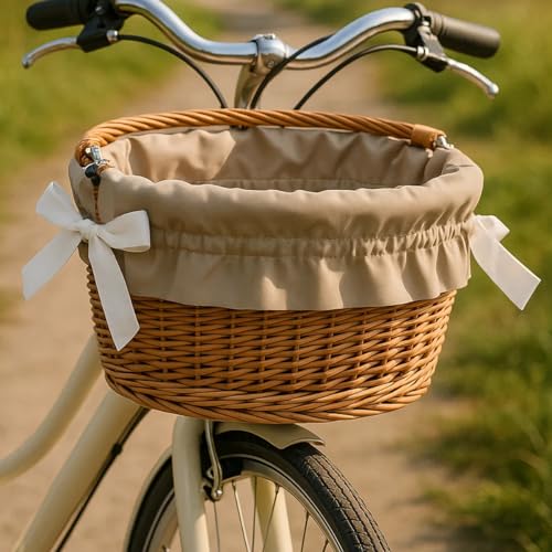 millybo Stoff Einlage Korb-Einlage Fahrradkorb viele Muster Unifarben (17 beige)