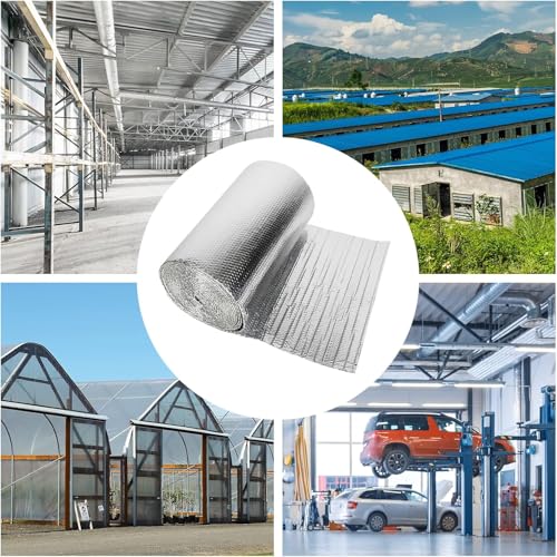 Dripex Aluminisierte Isolierfolie Dämmfolie Doppelte Alu-Luftpolsterfolie Dachisolierung 4-5mm Isolierungsfolie Wärmehaltung (1.0x15m - 15㎡)