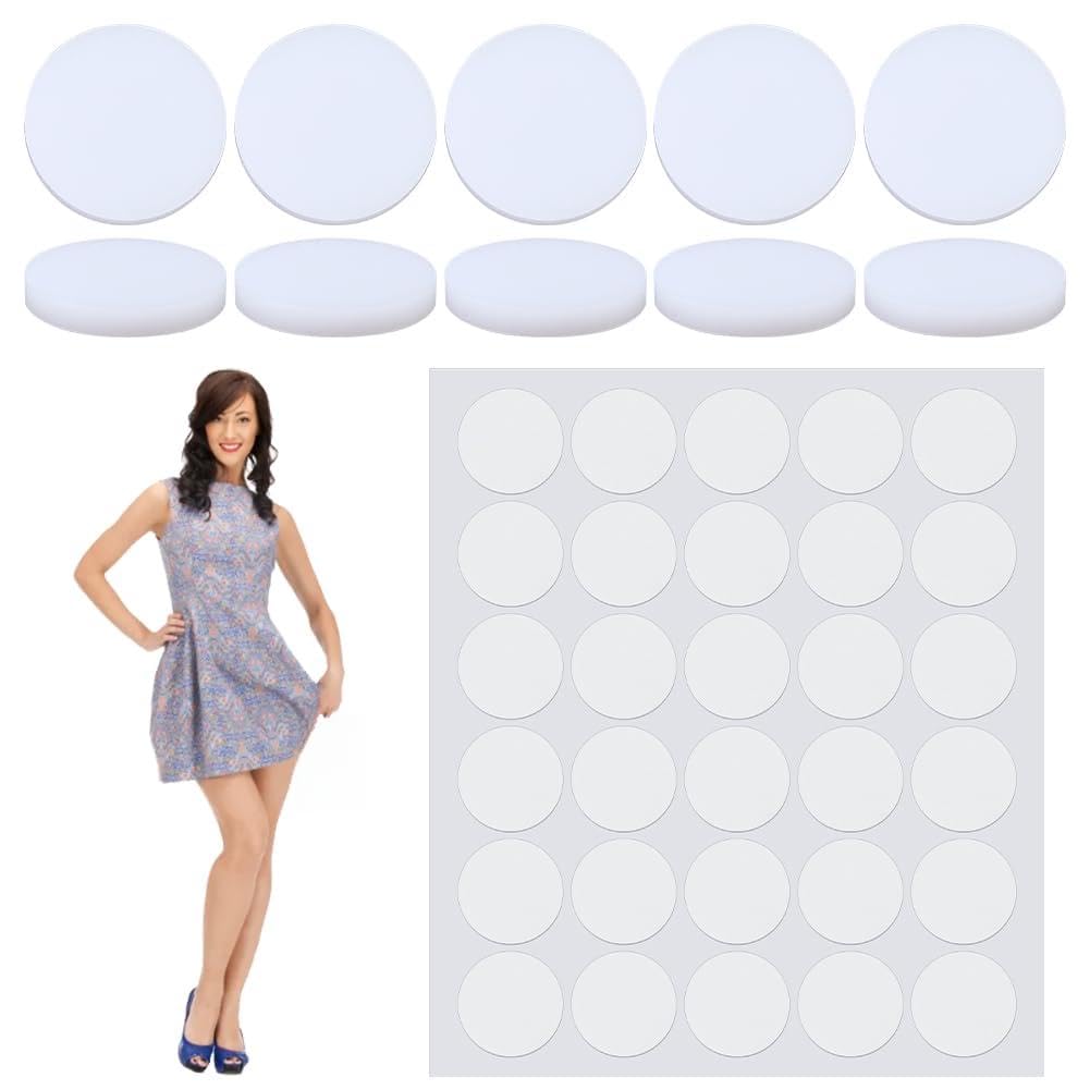 HOBBIESAY Dress Weights for Wind Women Hem White Flat Round Skirt Hem Weight 10pcs Acrylic Block with 100pcs Adhesive Stickers for Secure Skirt Dress Fit Garment Weights Windy Weight