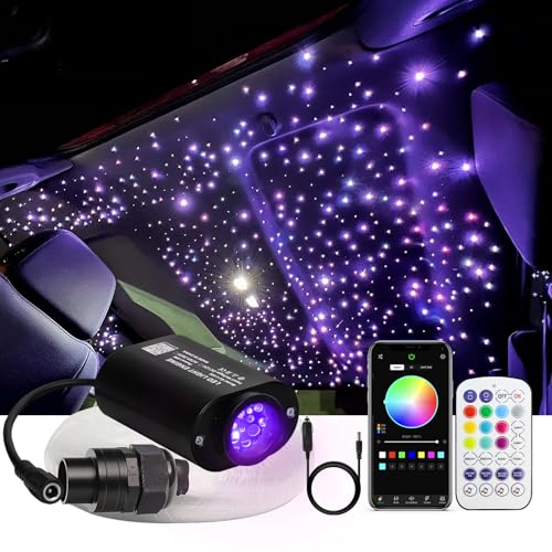 Image of Small Size Starlight Headliner Kit, Twinkle & Sound Activate RGBW Fiber Optic Lights with APP & Remote Control,Star Lights for Car Home Ceiling Decoration, 200pcs 6.5ft