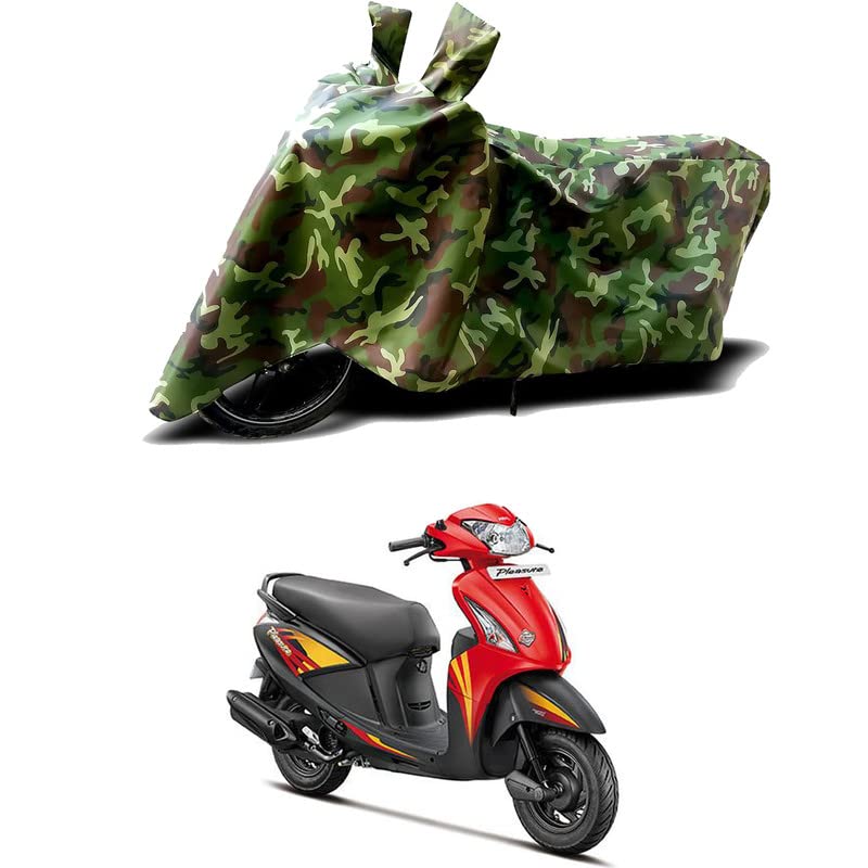 Image of 100% Water Resistant Full Bike Scooty Two Wheeler Body Cover Compatible for Hero Pleasure /UV-Rays /Heat Protection /Birds Dropping /Scratchproof /Dust Proof /Waterproof /All Varients[Green MJ]