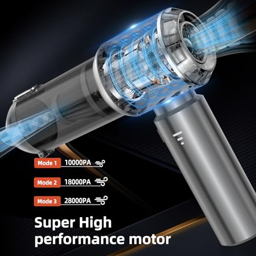 Image of Handheld Vacuum Cleaner, 28000Pa Brushless Motor Cordless Car Vacuum Cleaner, 3-Speed Mini Hoovers with Multiple Brush Heads Hand Held Vacuum Cordless for Office, Home, Kitchen, Car, Pet Hair