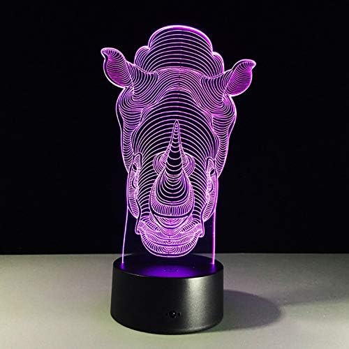 Rhino Model Optical Illusion Lamp Led 3D Lamp Night Light Acrylic Atmosphere Lamp 7 Color Modern Lamp