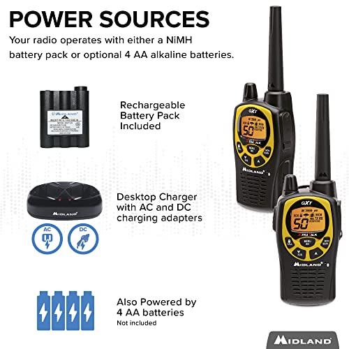 Midland 50 Channel Gmrs Two-Way Radio - Long Range Walkie Talkie With 142 Privacy Codes, Sos Siren, And Noaa Weather Alerts And Weather Scan (Black/Yellow, Pair Pack) #TOP2