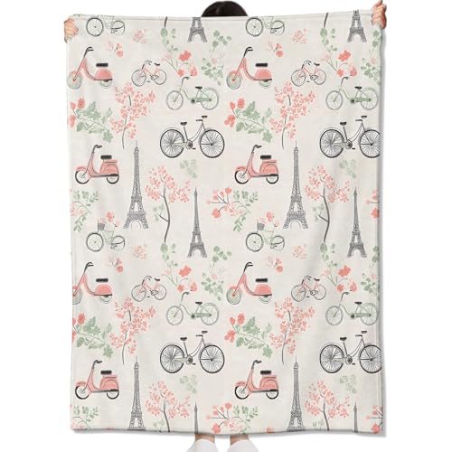 Scooter & Eiffel Tower Throw Blanket