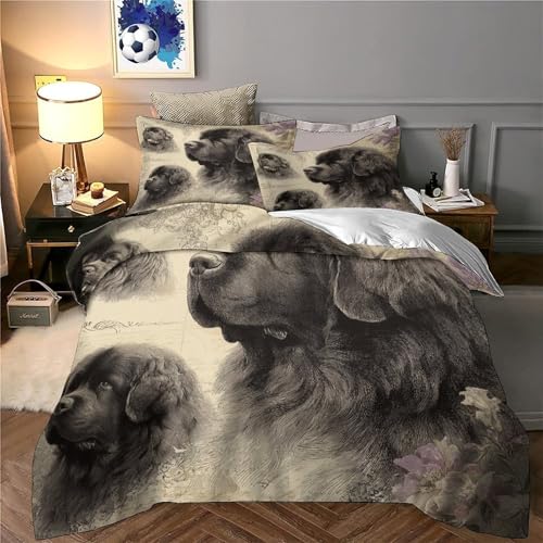 Housse de couette Terre-Neuve anti-plis en microfibre durable pour lit grand format