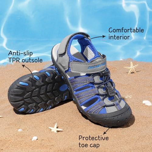 DREAM PAIRS Boys Girls Summer Outdoor Athletic Sport Sandals Hiking Beach Casual Closed Toe Adjustable Multicolor for Toddler/Little/Big Kids4