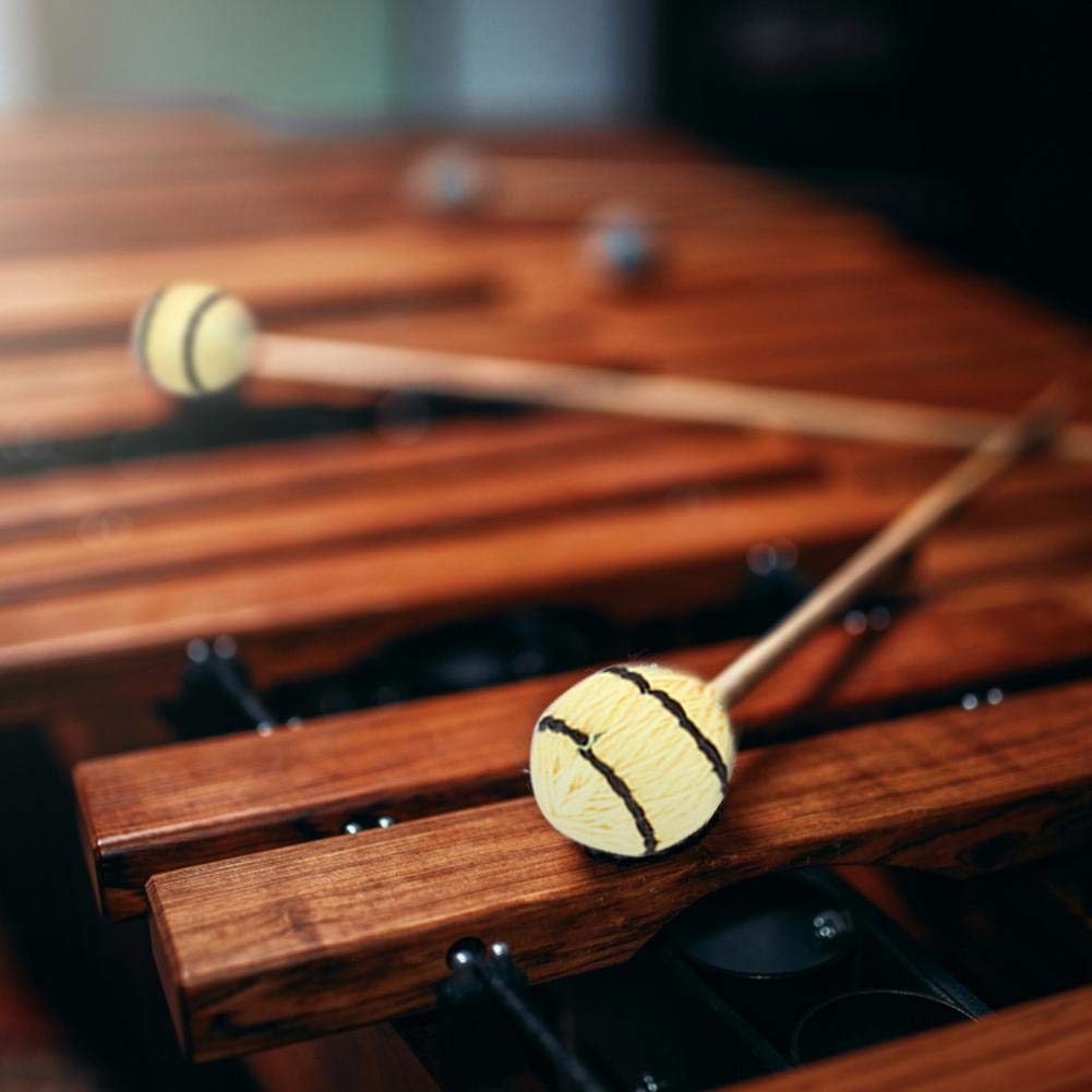 1 Paire Maillets de Marimba, maillets de Percussion avec tête en Fil et Manche en Bois Lisse pour Joueur Professionnel