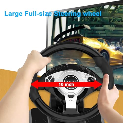NBCP Gaming Steering Wheel, PC Racing Wheel 270°/900° Car Sim Driving Gaming Wheel Dual-Motor Feedback Driving with Paddle Shifters, Gear Lever Bundle for Xbox One, Xbox Series X/S, PS4, PS3, Switch - Image 5