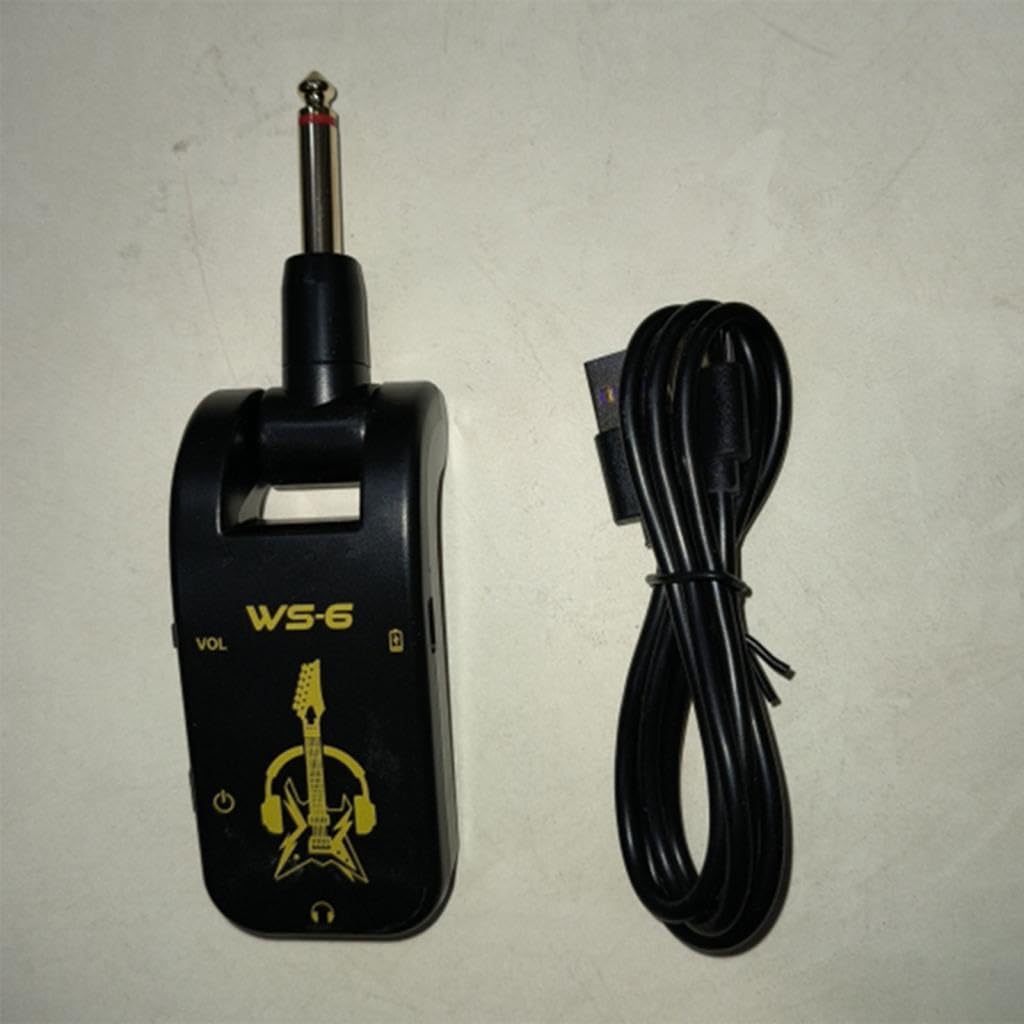 F Fityle Amplificador de auriculares para guitarra, portátil, ligero, para guitarra eléctrica y bajo, pequeño y silencioso, recargable.