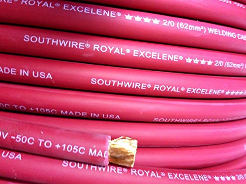steel-charms 2/0 EXCELENE Welding Battery Cable RED 600V USA 105c EPDM Jacket 5' ft