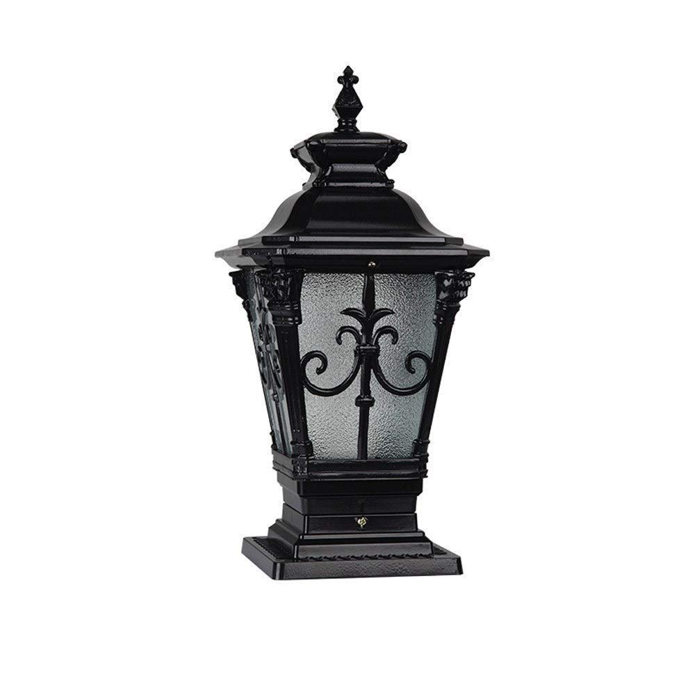 Creative 37Cm/46Cm Retro Column Headlight Outdoor Traditional Column Light Ip54 Waterproof Post Light American Old Fashioned Fence Column Lamp Garden Path Lawn,Black-Large