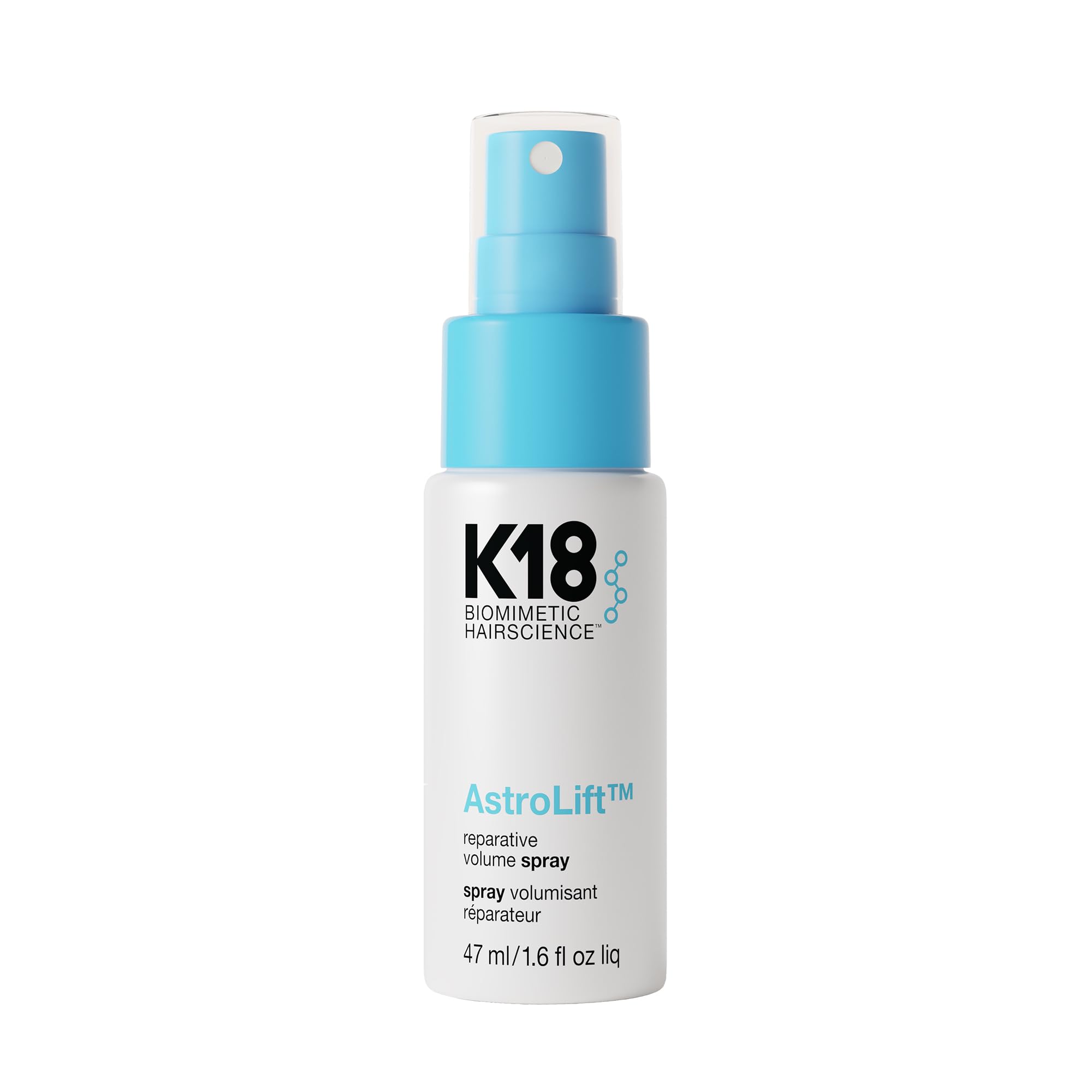 K18 AstroLift™ Spray Voluminizador Reparador, Engrosamiento y Fijación del cabello durante 2 días para cabello fino, delicado y frágil, fórmula no pegajosa ni rígida, spray voluminizador, 47 ml.