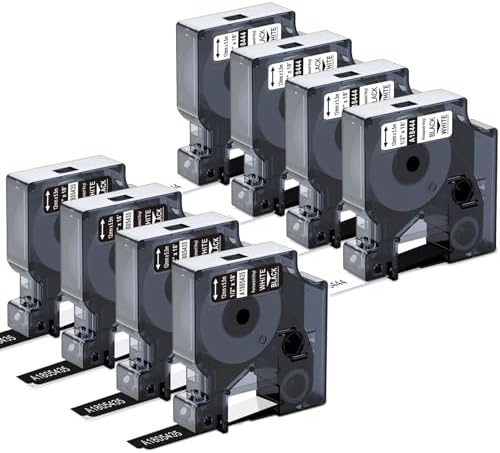 NEOUZA Compatibile Per DYMO 18444 Rhino Industrial Nero Su Bianco Nastro Adesivo Permanente In Vinile 12mm 1/2" Rhino 4200 5200 6000 (4PK - Foto 9