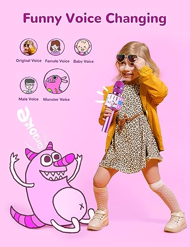 Image of Amazmic Toys for Girls, Kids Karaoke Microphone Toddler Microphone for Kids with Lights, for Girls, Birthday New Year Party Boys Toy Age 3 4 5 6 7 8+(Light Purple)