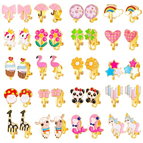 20 Paia di Orecchini a Clip per Ragazze Orecchini