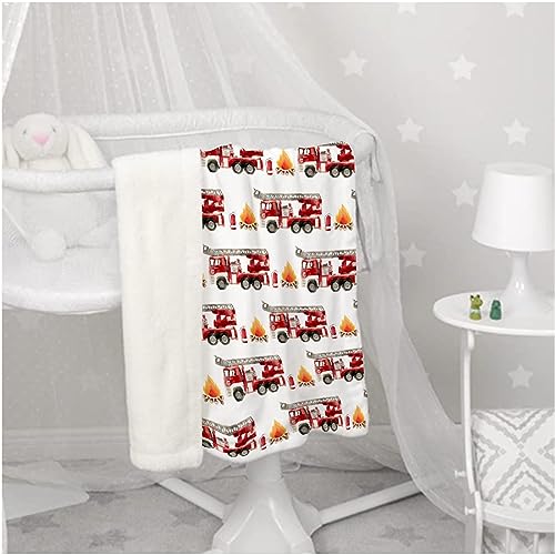 Image of Fire Truck Fireman Baby Blanket Gifts Super Soft Swaddle Newborn Cozy Baby Receiving Blanket Stroller Throw Blanket for Crib 40x30 in forBaby /Puppy