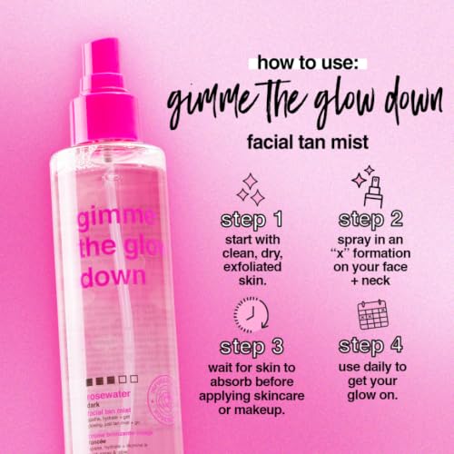 Image of b.tan Clear Face Self Tanning Mist | Gimme The Glow Down - Best Facial Tan Spray, Gradual Bronzing Fake Tanning Water, Ultra Hydrating, Infused with Rosewater, Vegan, Cruelty Free, 190ml