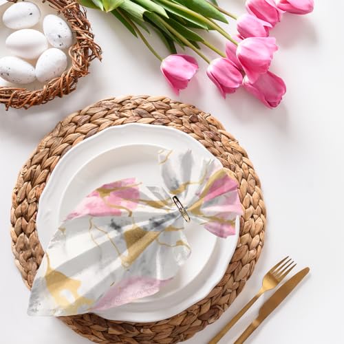 Servilletas de Tela con Diseño Floral Mármol Rosa Oro 20x20 set 6 miniatura 5