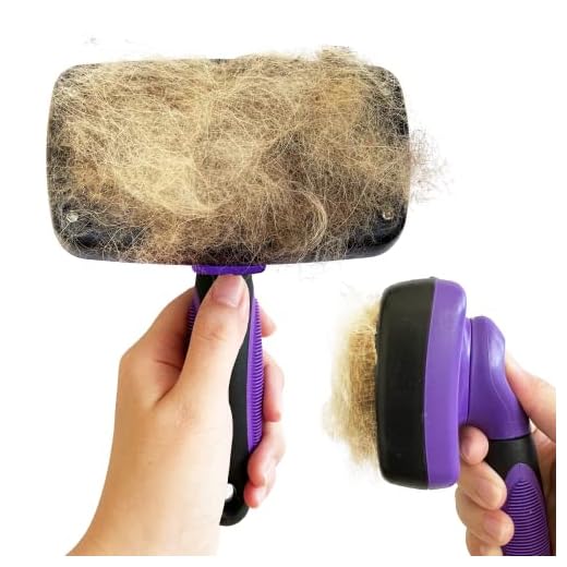 Pet Slicker Brush - Dog & Cat Brush for Shedding & Grooming - Dematting & Detangling Self-Cleaning Brushes for Dogs, Cats & Pets