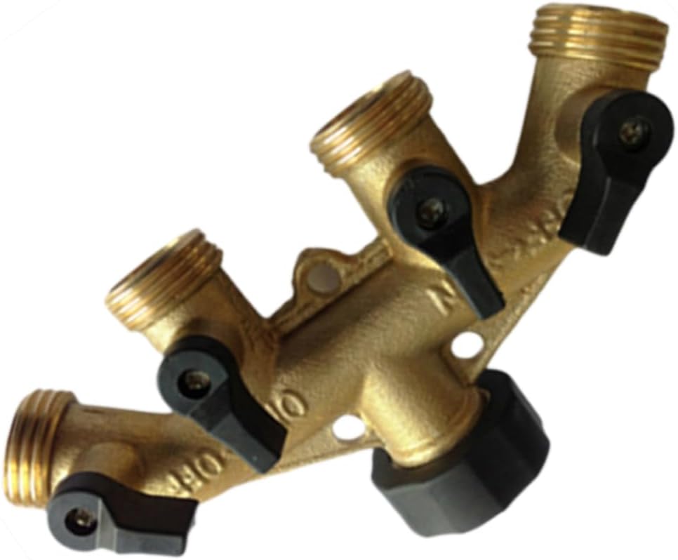 VANZACK Brass Hose Splitter Garden Hose Connector with Off Switches for Efficient Water Flow Control Heavy Duty Drip Irrigation Adapter for Plants and Gardens