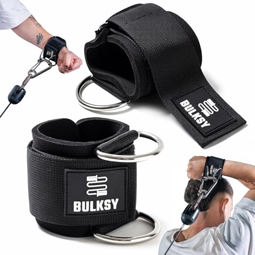 Muñequeras Gym para Polea - Muñequeras Polea Adaptadas a Muñeca - Ideal para Ejercicios de Hombro/Tríceps - Agarres Poleas Gym - Pack 2 Muñequeras Gimnasio con 2 Mosquetones - Incluye Guía Interactiva
