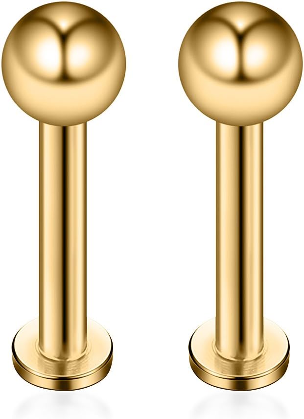 Ruifan 12PCS 14G Surgical Steel Labret Monroe Lip Ring Tragus Helix Earring Stud Piercing Jewelry - Image 4