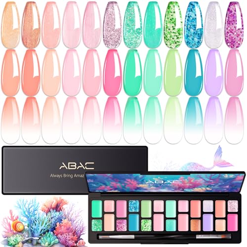 ABAC 24-Color Glitter Solid Gel Nail Polish Set