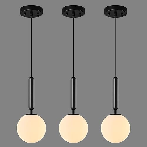 Miniatura 18 de 9-Lights Gold Chandelier with Milk White Glass Mid Century Modern Globe Pendant Light for Foyer Living Room Entryway Hallway Oro (vidrio de