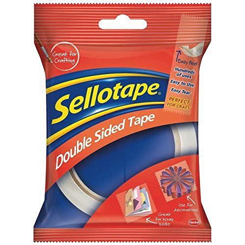 Sellotape Double Sided Tape, Strong Double Sided Tape for Everyday Use, Mounting, Arts & Crafts, Easy to Use Double Sided Sticky Tape with Solid Grip & Easy Peel, 12mmx33m