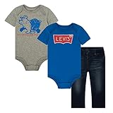 Levi's Baby Boys' First 3-Piece Bodysuits and Leggings Box Set, Jailhouse Rock, 3/6M